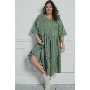 ANTHROPOLOGIE New Plus 1X Fern Tiered Maxi Dress In Green